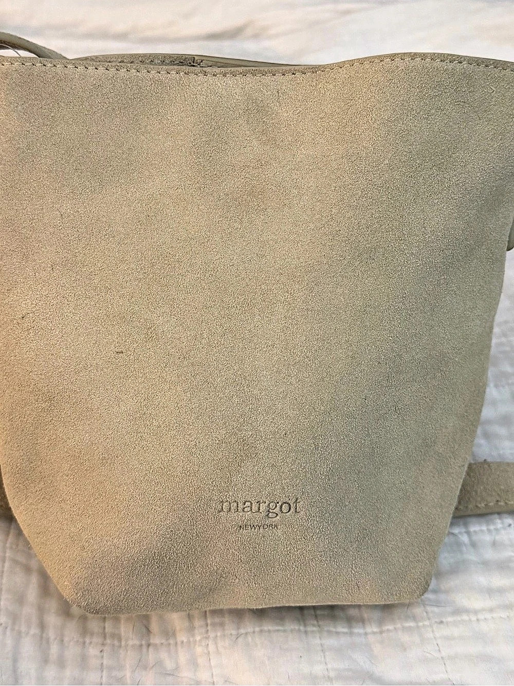 Margot New York Kaye Mini Bucket Bag — NWT • Suede • Neutral